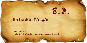 Balaskó Mátyás névjegykártya